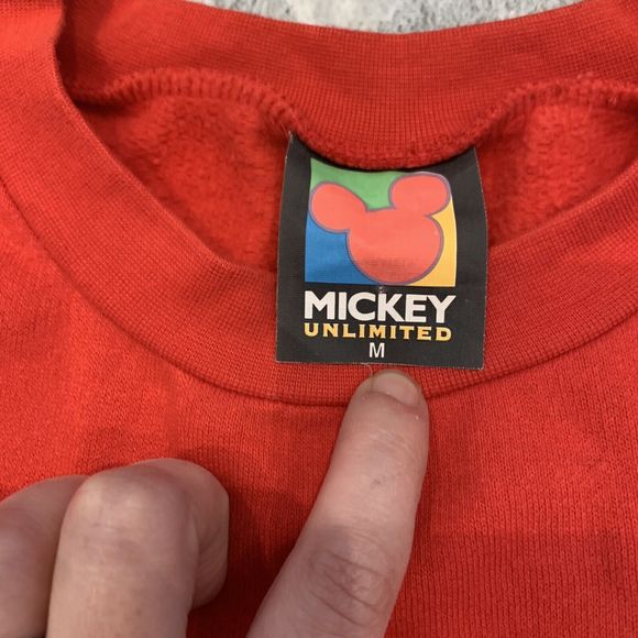 Disney Mickey Unlimited Vintage Sweater Sweatshirt Winnie The Pooh Red Size M - Picture 3 of 7